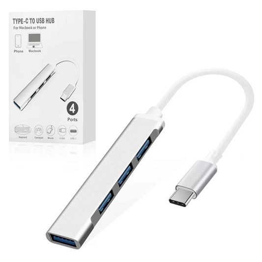 4-Port Type-C to USB Hub in Silver